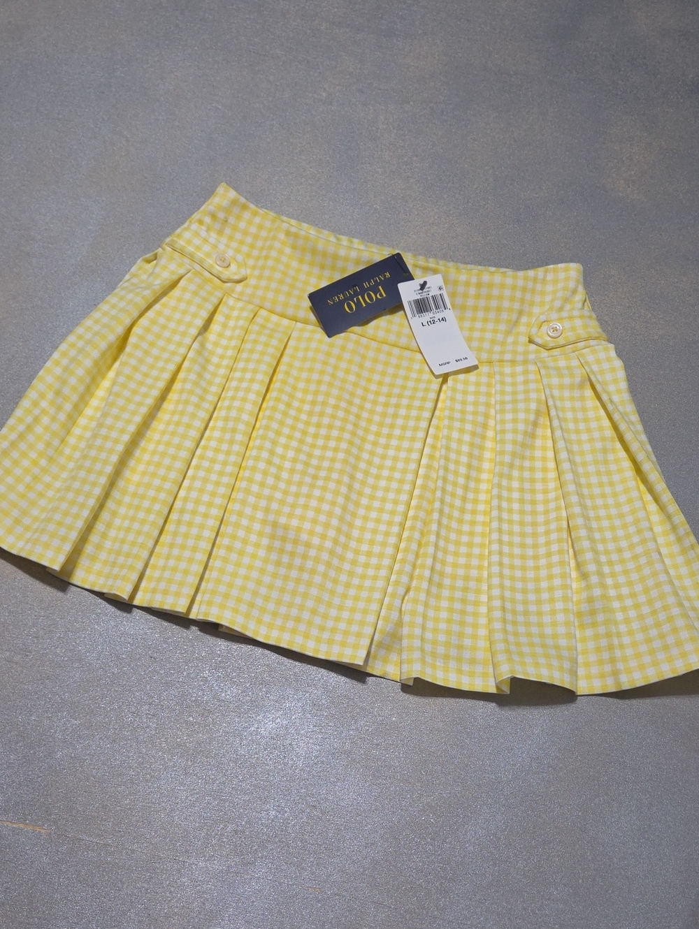 Polo by Ralph Lauren Yellow Gingham Pleated Mini Skirt